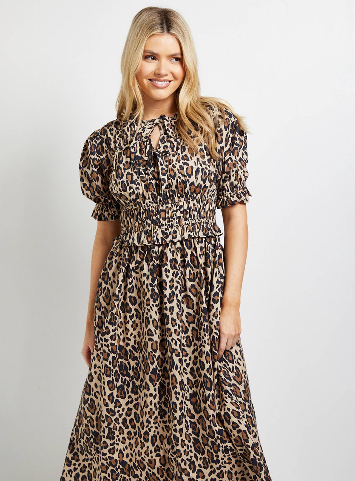 DOROTHY PERKINS Leopard Frill Tiered Printed Poplin Midaxi Smock Dress 18 - Image 2